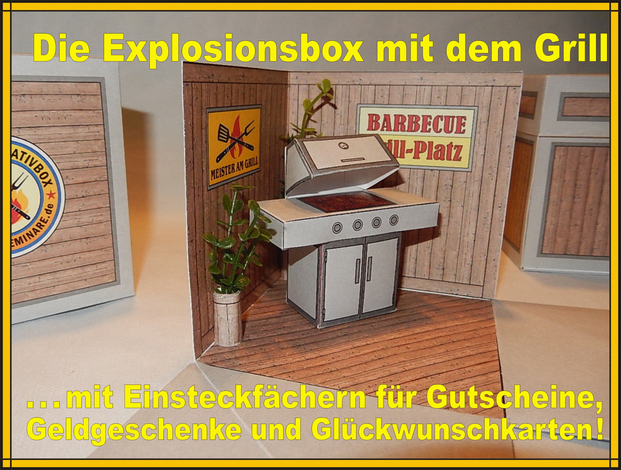 Explosionsbox mit Grill für Männergeburtstag